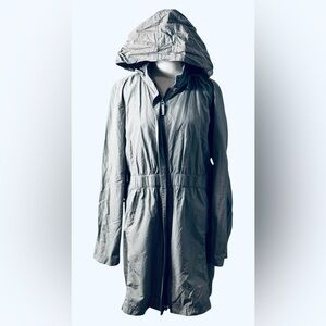 Eileen Fisher Y2K trench coat - windbreaker -raincoat with  hidden hood Sz  XL